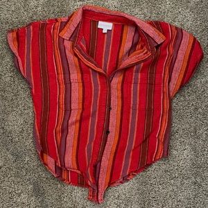 Crop tie front shirt